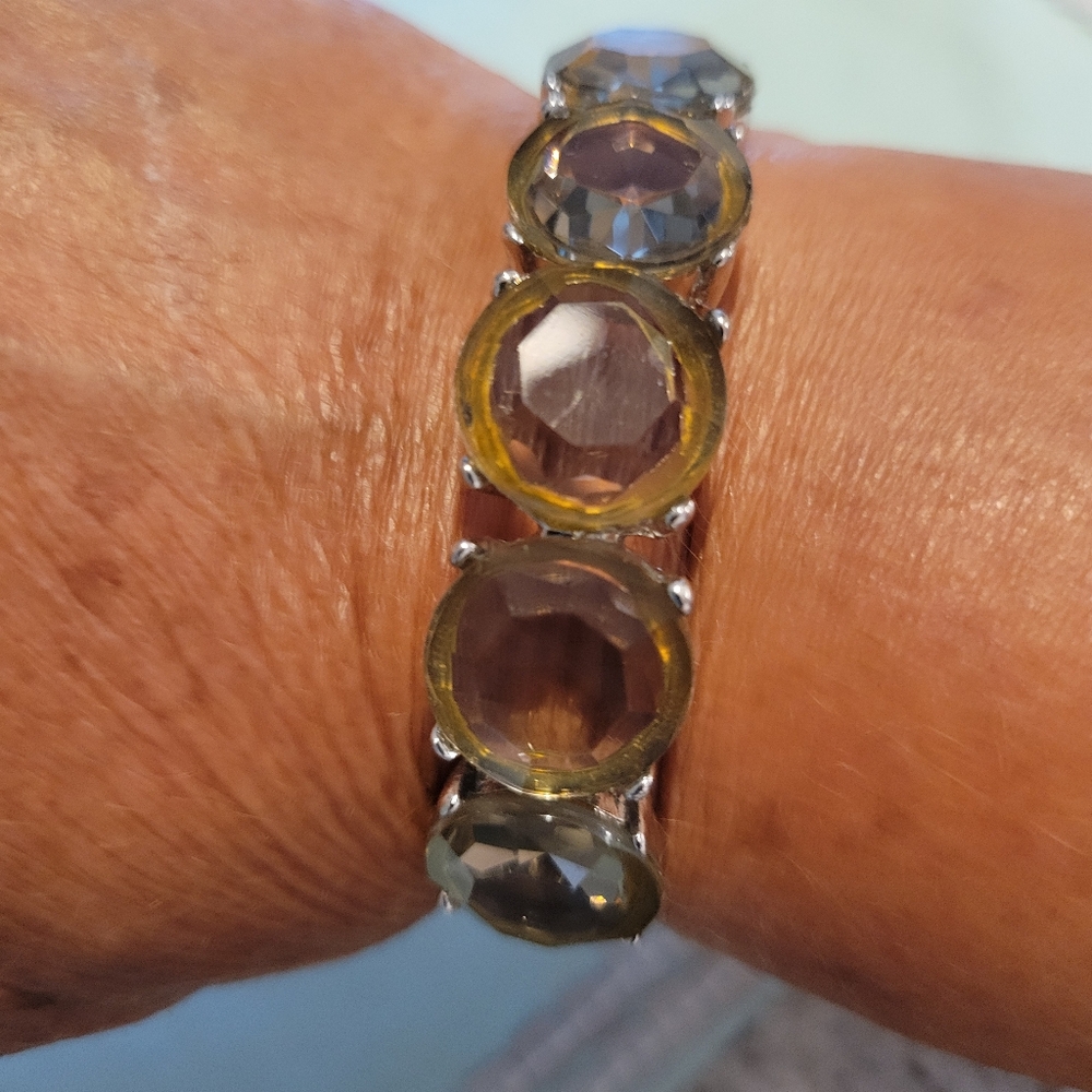 Statement Bangle Bracelet With Hinged Open, Big C… - image 3